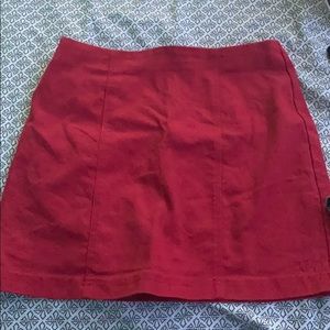 Red zip up skirt.